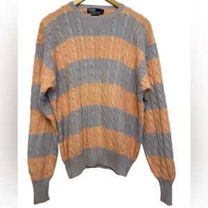 Ralph Lauren Sweater Men’s XL Blue & Orange Crewneck Cable Knit 90’s